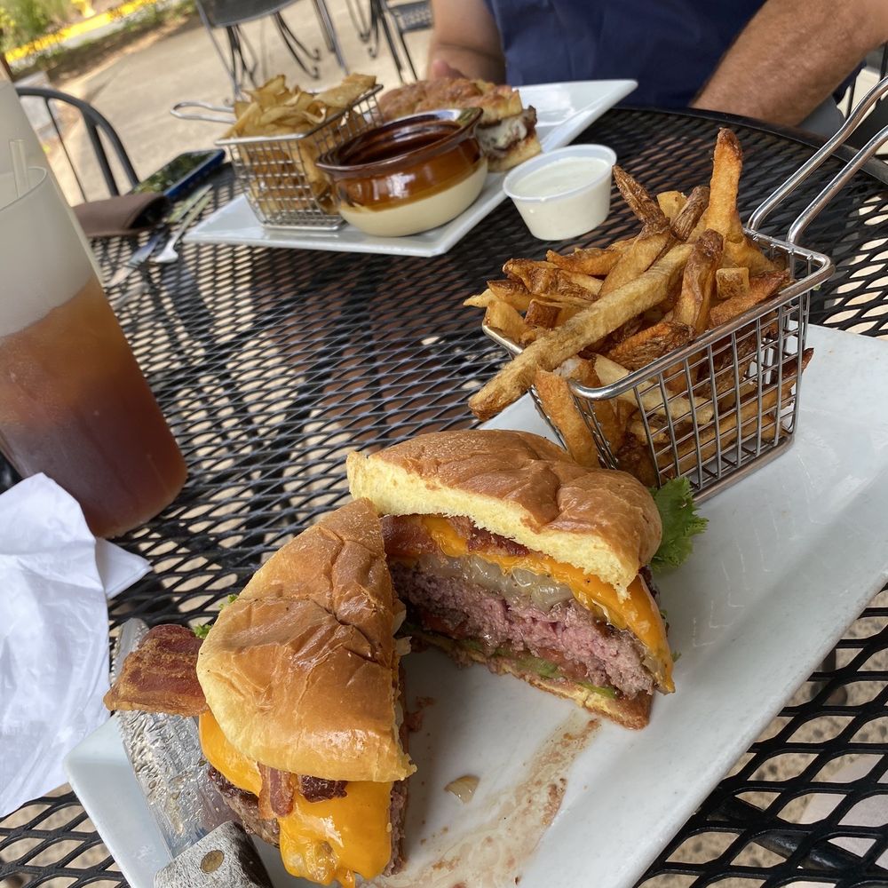 Jimbo's Grill and BBQ - Bacon Cheddar Burger with fries cooked extra crispy as requested. - American Near Me - Gainesville, Virginia