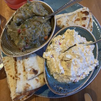 Amylos Taverna - Tyrokafteri Spread Melitzanosalata Spread with pita - Seafood Near Me - Astoria, New York
