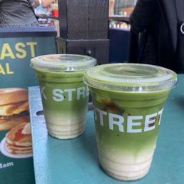 Strawberry shortcake matcha and regular matcha latte