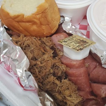 Flaming Pig BBQ - Pulled pork and kielbasa sausage with sides - Food Trucks Near Me - Tumwater, Washington
