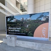 Photo of Getty Center - Los Angeles, CA, United States. Welcome sign before you enter inside.