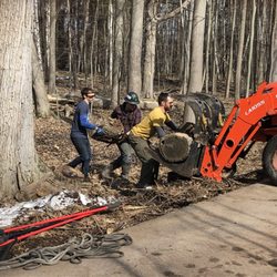 Concord Tree Service - Loading logs on the tractor