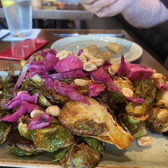 Boku Kitchen + Saloon - Brussels sprouts with peanuts and pickled red onions - Pan Asian Near Me - Columbia, South Carolina Boku Kitchen + Saloon - Brussels sprouts with peanuts and pickled red onions - Pan Asian Near Me - Columbia, South Carolina