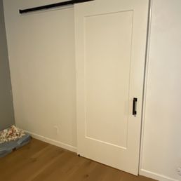 Installation of a barn door for primary bathroom Installation of a barn door for primary bathroom