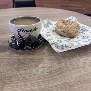 Honesto Cafe - Americano and an everything bagel - Coffee & Tea Near Me - Los Angeles, California Honesto Cafe - Americano and an everything bagel - Coffee & Tea Near Me - Los Angeles, California