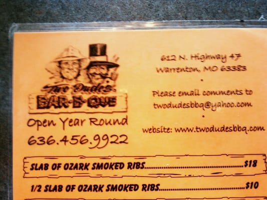 Menu photo 6 Two Dudes Barbeque Warrenton, MO