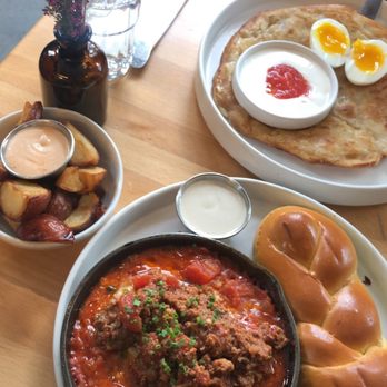 Reunion - Yemenite Pancake and lamb Shakshooka - Breakfast & Brunch Near Me - Brooklyn, New York Reunion - Yemenite Pancake and lamb Shakshooka - Breakfast & Brunch Near Me - Brooklyn, New York