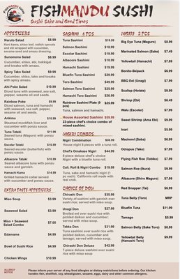 Menu photo 2 Fishmandu Sushi San Francisco, CA Menu photo 2 Fishmandu Sushi San Francisco, CA