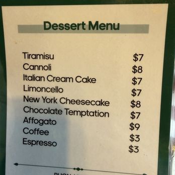 Casa D’Italia - Dessert menu - Italian Near Me - Tupelo, Mississippi