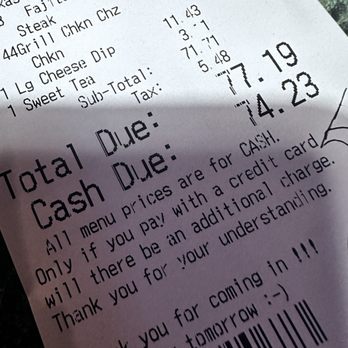Casa Fiesta - They charge for credit cards but we didn't know until we got the receipt. - Mexican Near Me - Antioch, Tennessee Casa Fiesta - They charge for credit cards but we didn't know until we got the receipt. - Mexican Near Me - Antioch, Tennessee