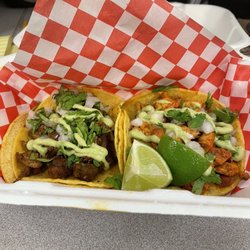 Carne asada street taco and a chicken street taco.  Yum!