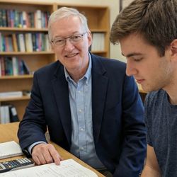 MCAT Doctor - MCAT Doctor, Dr. Stuart Donnelly, tutoring a pre-med student at his San Diego office.
