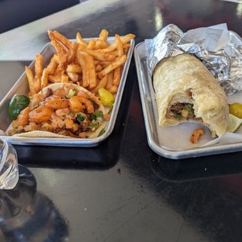 The Taco Spot - Mesa - Surf turf burrito  and taco  with fries - Mexican Near Me - Mesa, Arizona