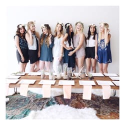 DANG! Fine Rentals & Designs - Low boho modern farm table. Be seated on the floor with throws and pillows!