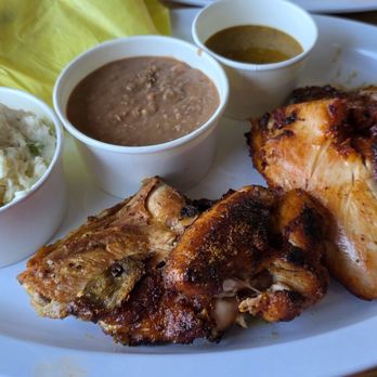 Charcoal Grill Chicken - 4 piece chicken with refried beans, potato salad, green salsa, and 4 handmade corn tortillas - Mexican Near Me - Arleta, California Charcoal Grill Chicken - 4 piece chicken with refried beans, potato salad, green salsa, and 4 handmade corn tortillas - Mexican Near Me - Arleta, California