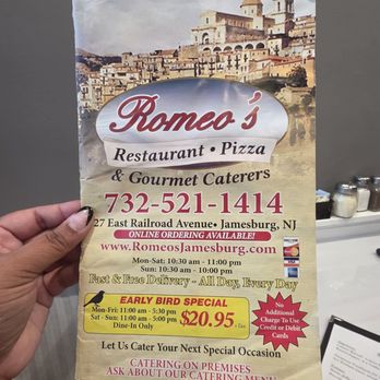 Romeo's Restaurant & Pizza - Italian Near Me - Jamesburg, New Jersey