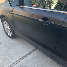 New dent in car. New dent in car.
