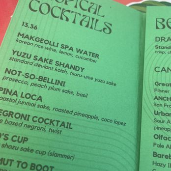 Prubechu - Drinks menu. We got the yuzu sake shandy and piña loca. Very delicious - Guamanian Near Me - San Francisco, California Prubechu - Drinks menu. We got the yuzu sake shandy and piña loca. Very delicious - Guamanian Near Me - San Francisco, California
