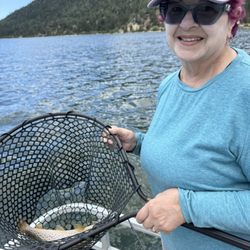 Me, pulling the Brown trout out of Big Bear Lake