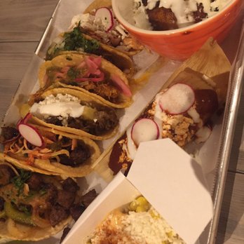 Rojo Gusano - Chef's selection-- 6 tacos with elote, a tamale and sweet plantains. - Mexican Near Me - Chicago, Illinois
