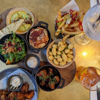 The Botanist - The Vegan Board: bang bang cauliflower, superfood salad, houmous, porcini gnocchi with truffle mustard mayo, celeriac, mushroom pot pie. - Bars Near Me - Bath, BAS The Botanist - The Vegan Board: bang bang cauliflower, superfood salad, houmous, porcini gnocchi with truffle mustard mayo, celeriac, mushroom pot pie. - Bars Near Me - Bath, BAS