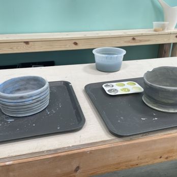 Smashed Clay + Studio - Finished painting both pieces after a few weeks. This is the second visit. - Art Classes Near Me - Houston, Texas