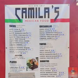 Camila's Mexican Food - Menu