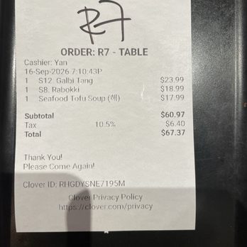 Young Dong Tofu House - Receipt - Korean Near Me - San Gabriel, California Young Dong Tofu House - Receipt - Korean Near Me - San Gabriel, California