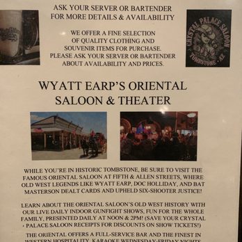 Crystal Palace Saloon - Menu - Bars Near Me - Tombstone, Arizona Crystal Palace Saloon - Menu - Bars Near Me - Tombstone, Arizona