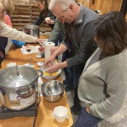Scratch Made Life - We can come to you! Cheddar making class in the barrel room at Grand Island Vineyards.