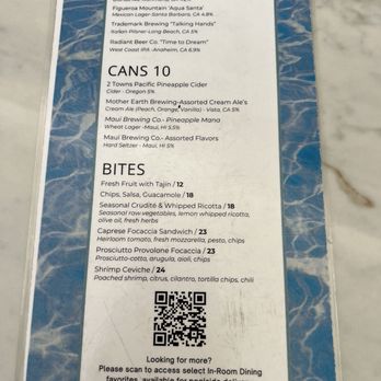 Fairmont Breakers Long Beach - Pool bar menu - Hotels Near Me - Long Beach, California