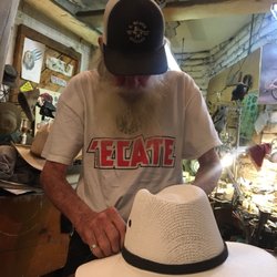 Bear at work. Transforming my cheap hat into something really special.
