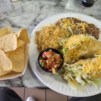 Rosas Taqueria - Taco combo plate (tacos, rice, beans, chips, salsa bar and a soda. ) - Mexican Near Me - El Mirage, Arizona Rosas Taqueria - Taco combo plate (tacos, rice, beans, chips, salsa bar and a soda. ) - Mexican Near Me - El Mirage, Arizona