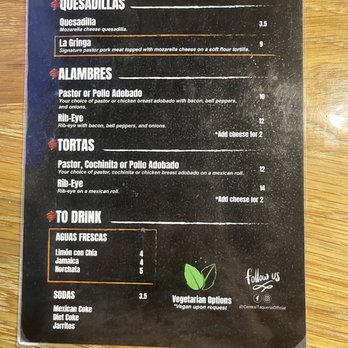 Central Taqueria - Menu - Tacos Near Me - Morristown, New Jersey