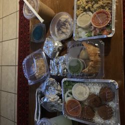 7 Monk's Cafe - Chicken shawarma, falafel platter, samosas, hummus and pita bread, chai, spiced lemonade.