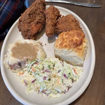 Culinary Dropout - Fried Chicken & Buttermilk Biscuit* my husband had this and said it was pretty good.. generous helping of food we took most of it home. - New American Near Me - Tucson, Arizona