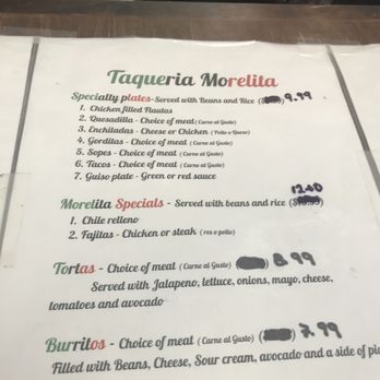 Taqueria Morelita - Menu.  Menudo on Saturday and Sunday - Mexican Near Me - Denton, Texas
