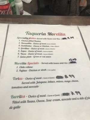 Menu photo 2 Taqueria Morelita Denton, TX