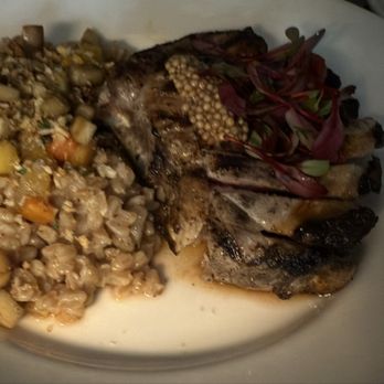 American Bounty Restaurant - Pork chop and farrow risotto. So good! - New American Near Me - Hyde Park, New York