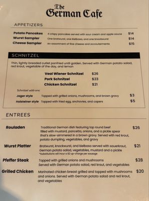 Menu photo 2 The German Cafe Wilmington, NC Menu photo 2 The German Cafe Wilmington, NC