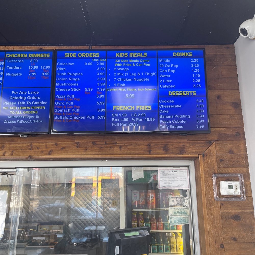 Sharks - menus on the wall of a restaurant - Seafood Near Me - East Chicago, Indiana Sharks - menus on the wall of a restaurant - Seafood Near Me - East Chicago, Indiana