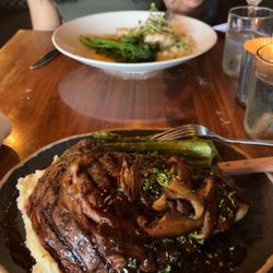 Provisions Restaurant & Market - Ribeye and pan sear halibut.