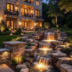 J & R Garden And Stone - Beautiful waterfall using fieldstone boulders