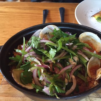 Avec - Chicago - Slow roasted pork shoulder with piri piri broth, crack wheat, snow pea, smoked yogurt and calms - Mediterranean Near Me - Chicago, Illinois