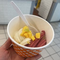 Original tart & raspberry sorbet with mango