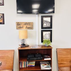Lets Do Lunch - Bookshelf and TV