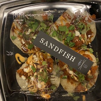 Sandfish - Packaging for spicy tuna tostada - Sushi Bars Near Me - Palm Springs, California Sandfish - Packaging for spicy tuna tostada - Sushi Bars Near Me - Palm Springs, California
