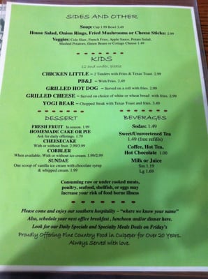 Menu photo 5 Country Cafe & Catering Culpeper, VA