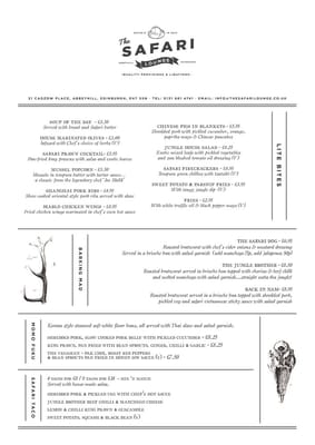 Menu photo 4 The Safari Lounge Edinburgh, EDH Menu photo 4 The Safari Lounge Edinburgh, EDH
