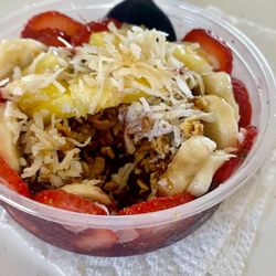 Beach Hut Deli - Small açaí bowl with a side of bacon for the dog !!